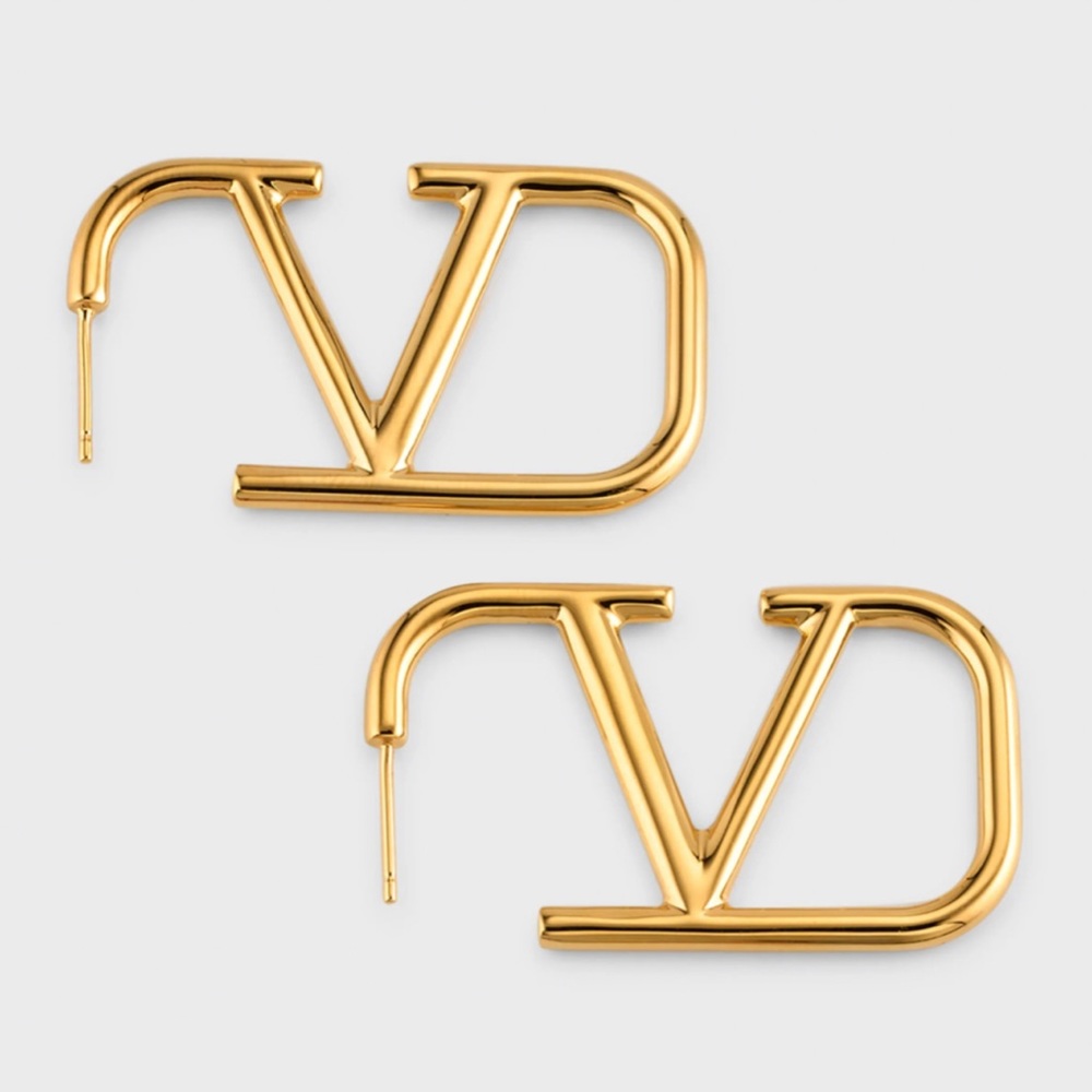 Valentino Brass V-Logo Earrings
